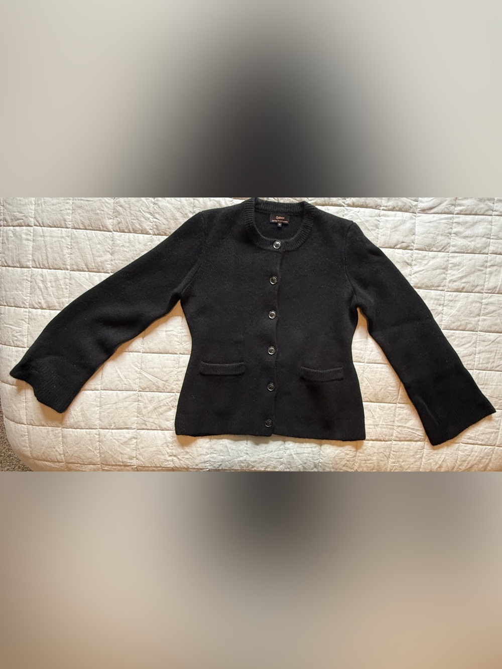 Quince Mongolian Cashmere Structured Cardigan Black M NWOT